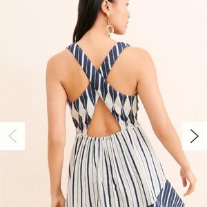 Anthropologie Ollari Stripe Tiered Mini Dress size L